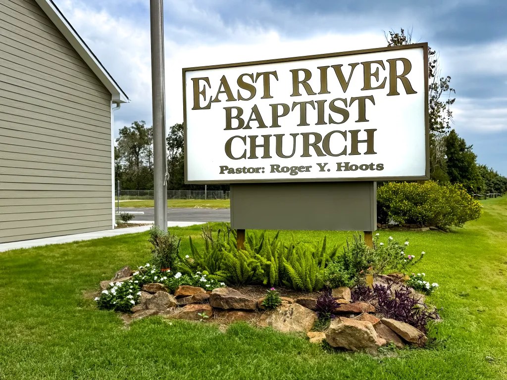 East River Baptist Church sign